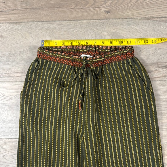 Umgee Green and Orange Striped Boho Wide Leg Pull on Pants - Picture 4 of 10